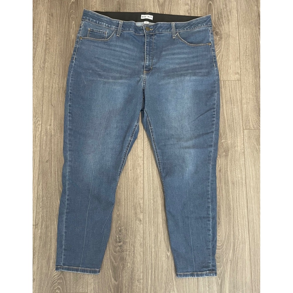 Ava & Viv Skinny Jeans 22W Blue Denim High Rise Plus Size Casual Stretch